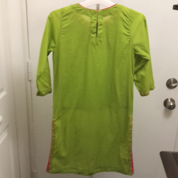 MINNIE MINORS 2 PC TUNIC/KURTI SET •LIME GREEN •GOLD EMBROIDERY & BEADS •Sz 9/10 - Picture 7 of 17